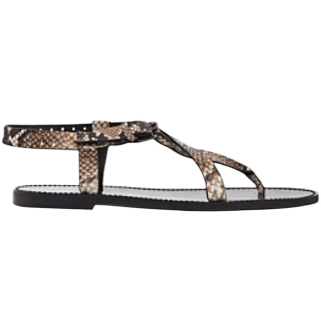 The Kooples Leather Snakeskin Embossed Sandals Size 38. Nib W/Dustbag.